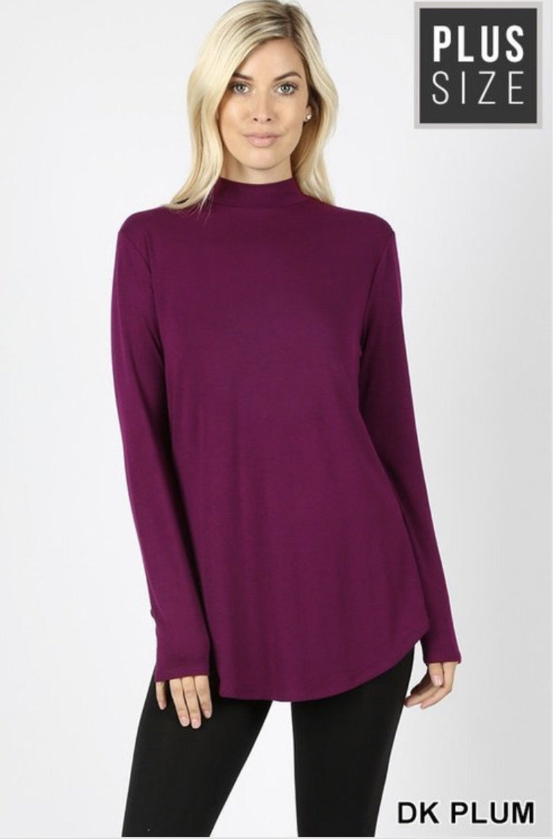 Women’s Dark Plum Mock Neck Plus Size Top