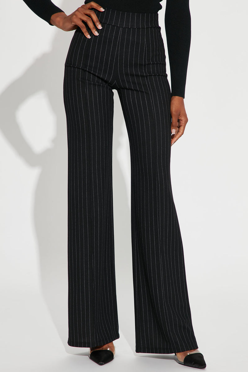 Tall Victoria High Waisted Dress Pant Pinstripe - Black/White