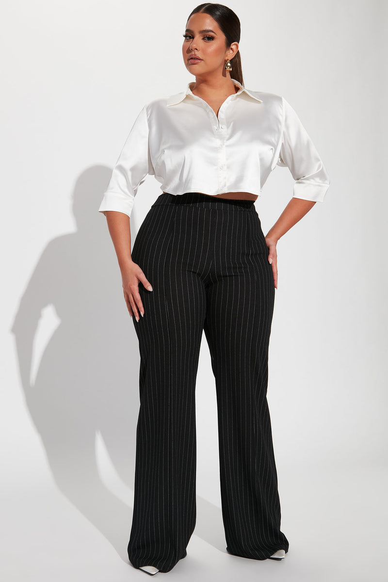 Tall Victoria High Waisted Dress Pant Pinstripe - Black/White