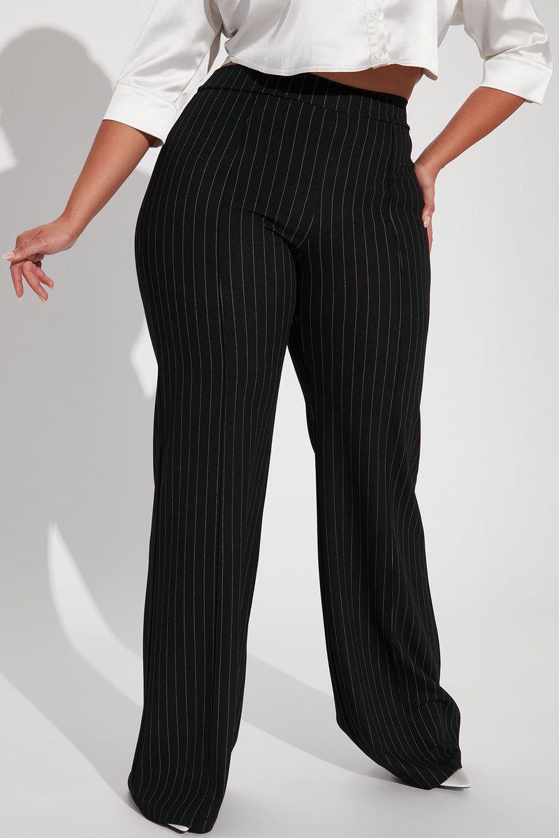 Tall Victoria High Waisted Dress Pant Pinstripe - Black/White