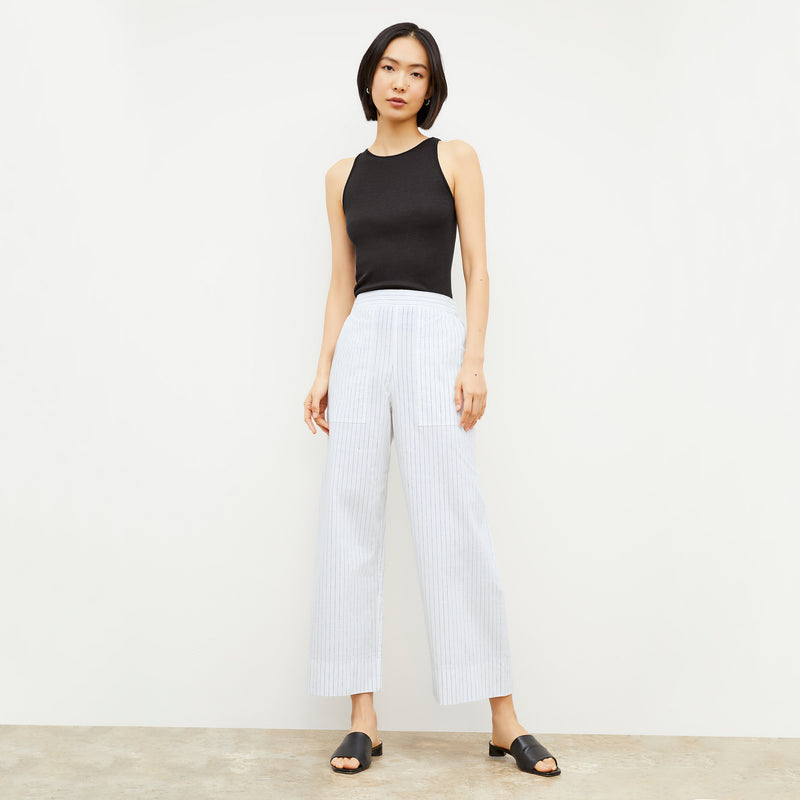 Madelyn Pull-On Pant - Poplin Stripe :: Blue / Ivory