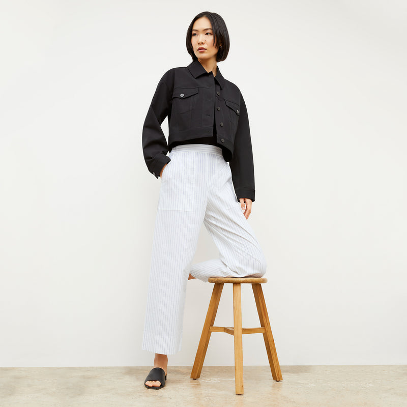 Madelyn Pull-On Pant - Poplin Stripe :: Blue / Ivory