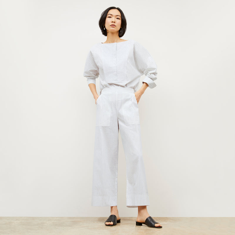 Madelyn Pull-On Pant - Poplin Stripe :: Blue / Ivory