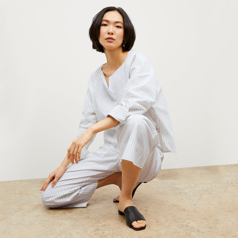 Madelyn Pull-On Pant - Poplin Stripe :: Blue / Ivory