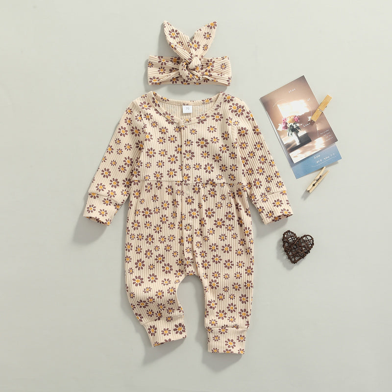 FLOWER Ribbed Jumpsuit with Headband