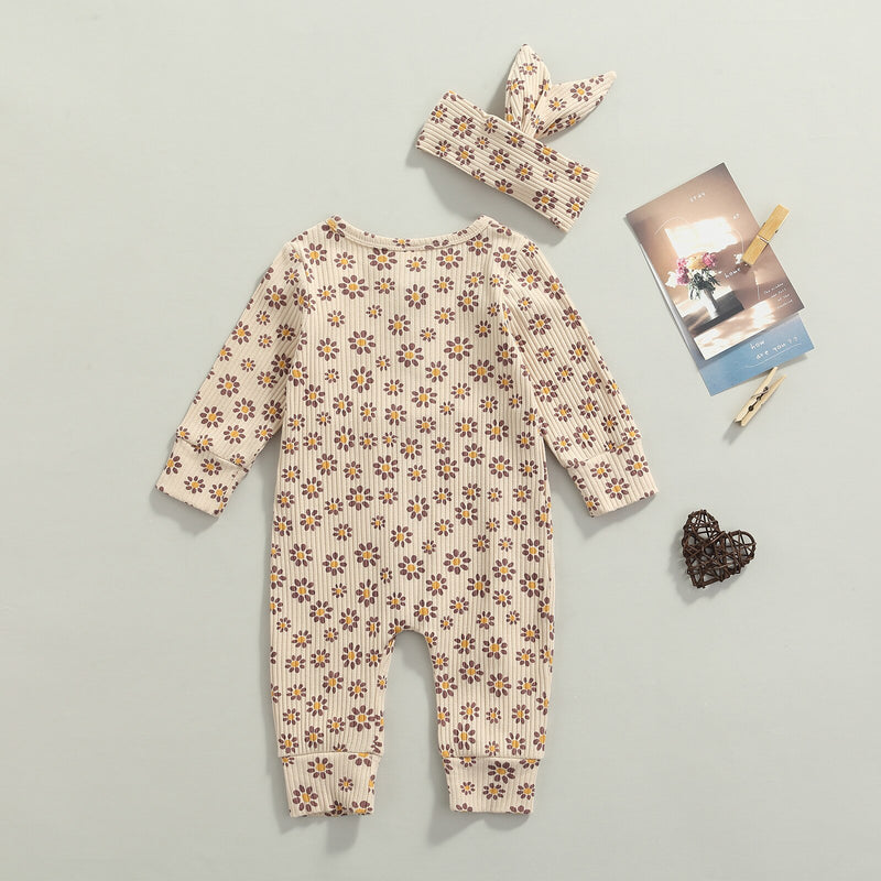 FLOWER Ribbed Jumpsuit with Headband