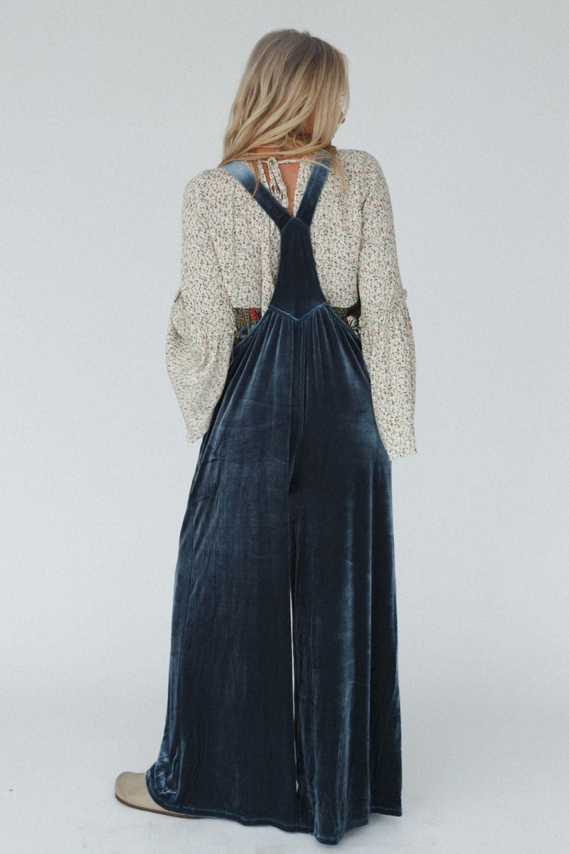 Beau Velvet Jumpsuit - Blue