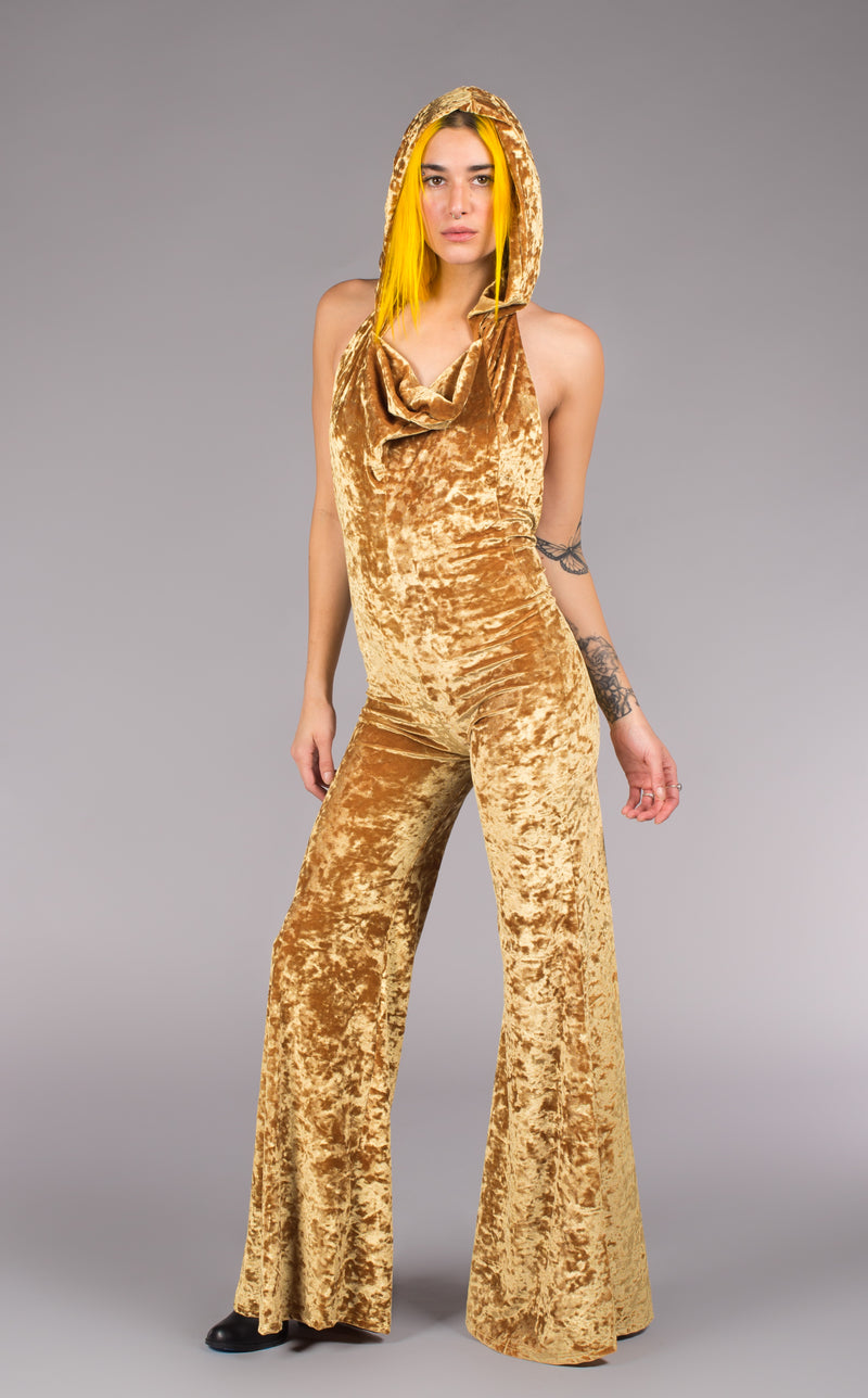 Stardust Gold Velvet Mystique Slim Bell Onesie