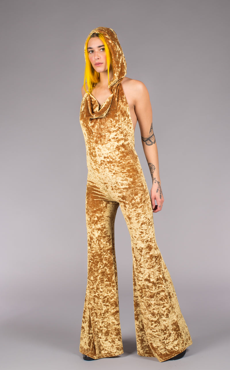 Stardust Gold Velvet Mystique Slim Bell Onesie
