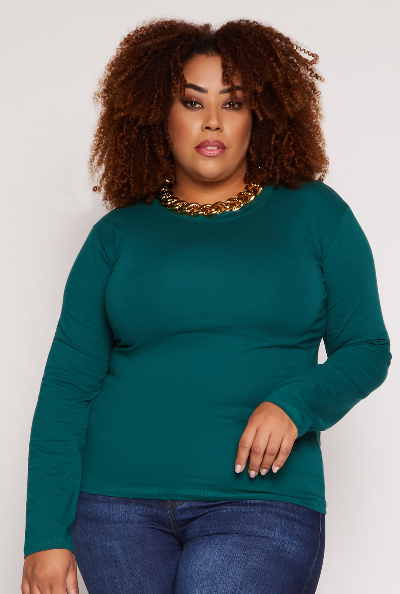 Plus Size Long Sleeve Crew Neck Tee