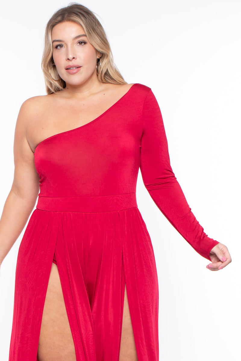 Plus Size Gianna M-Slit Jumpsuit- Red