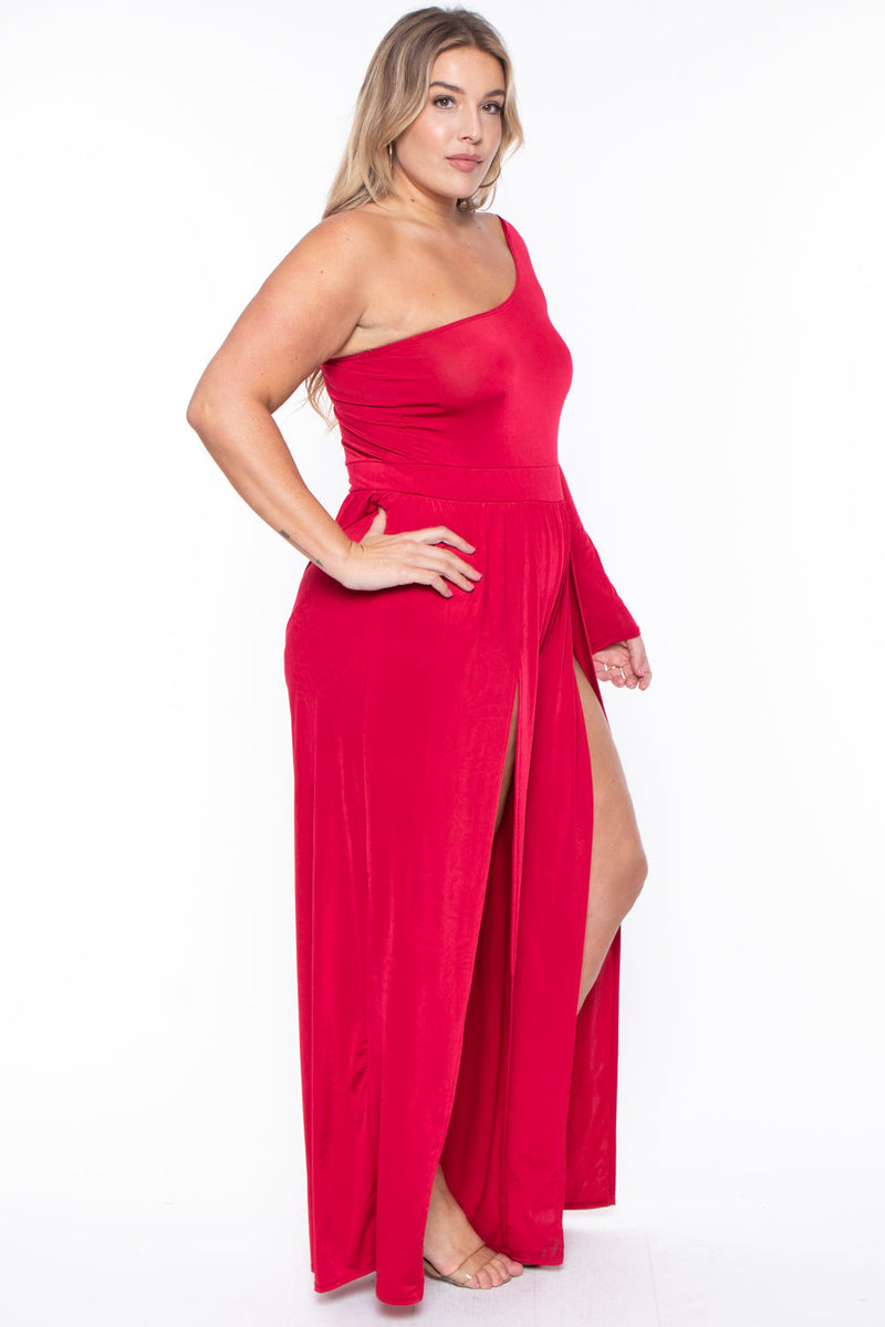 Plus Size Gianna M-Slit Jumpsuit- Red