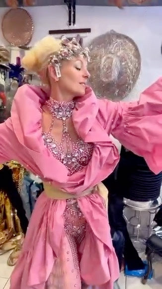 Pink Jasmine Rhinestone Bodysuit / Pink Diamond Jumpsuit / Festival Outfit, Wedding Party Dress, Burning Man Performer, NYE Dance Costume