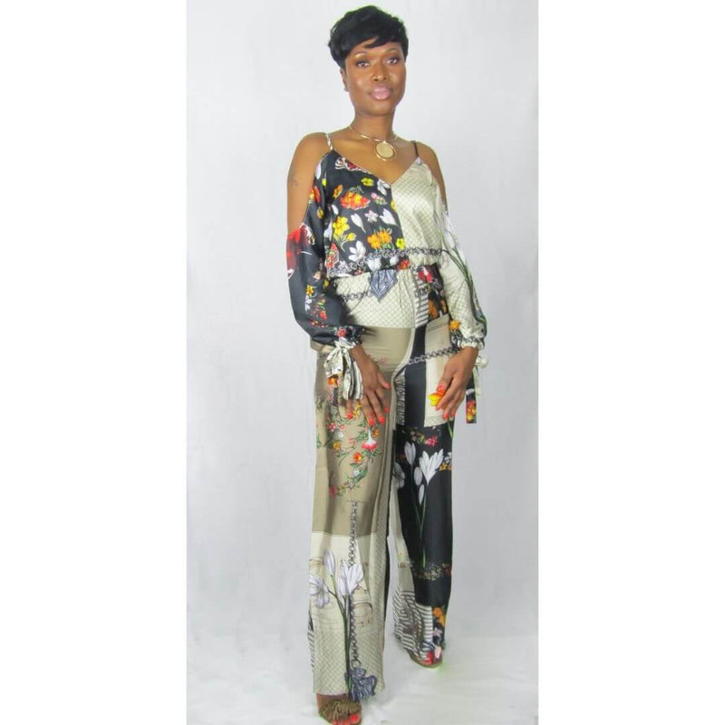 EXCLUSIVE MIXED MEDIA JUMPSUIT