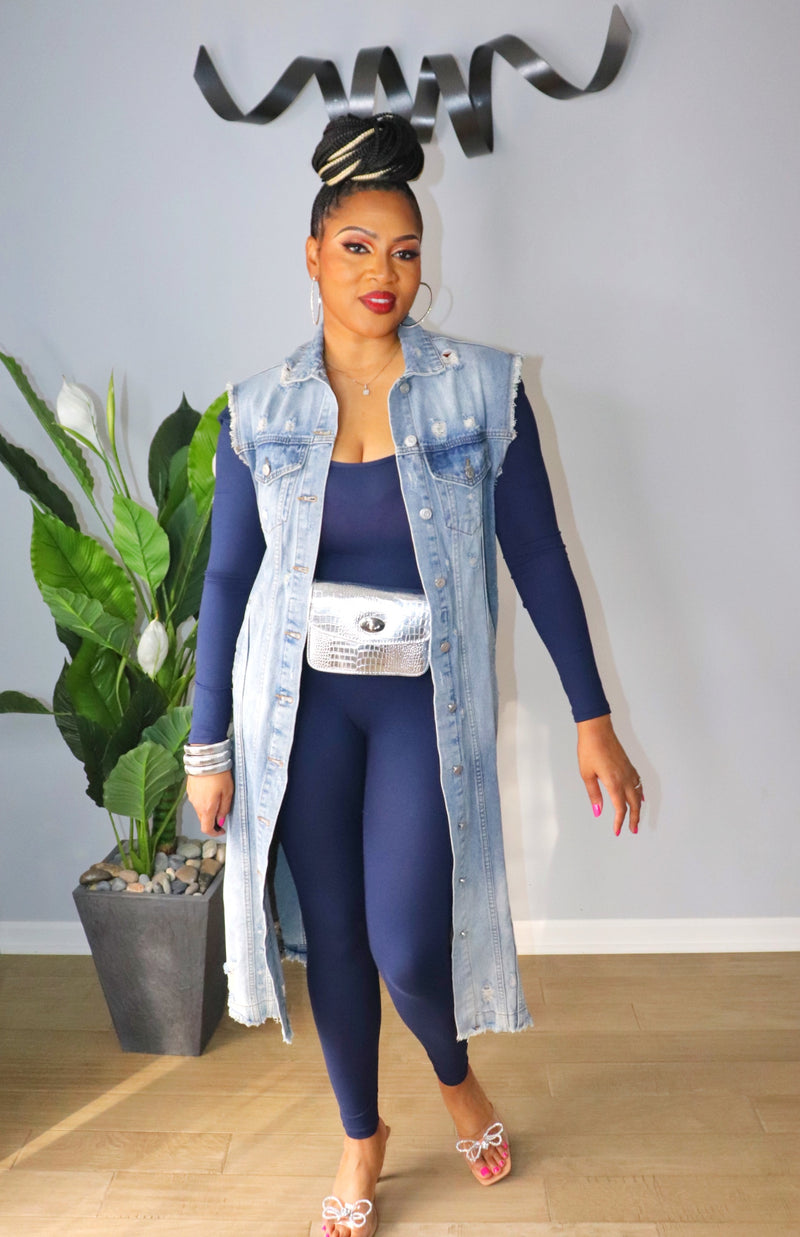 Scoop neck bodycon jumpsuit - NAVY