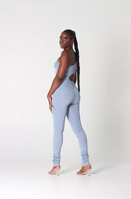 XENA - ASYMMETRIC CUTOUT JUMPSUIT - BLUE