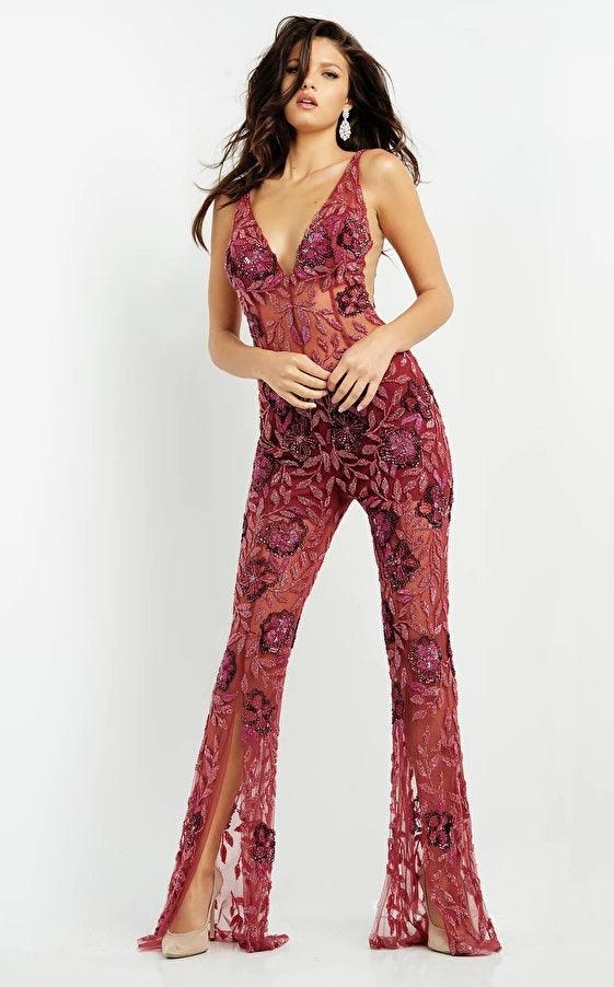 Jovani 04402 Sexy Formal Halter Beaded Jumpsuit