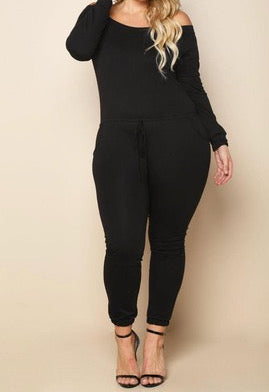 Off-Shoulder Lounge Jumpsuit- Royal Blue or Black