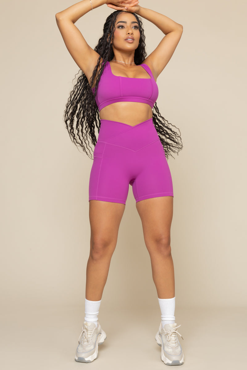 Crisscross Hourglass® Midi Short with Pockets - Royal Orchid