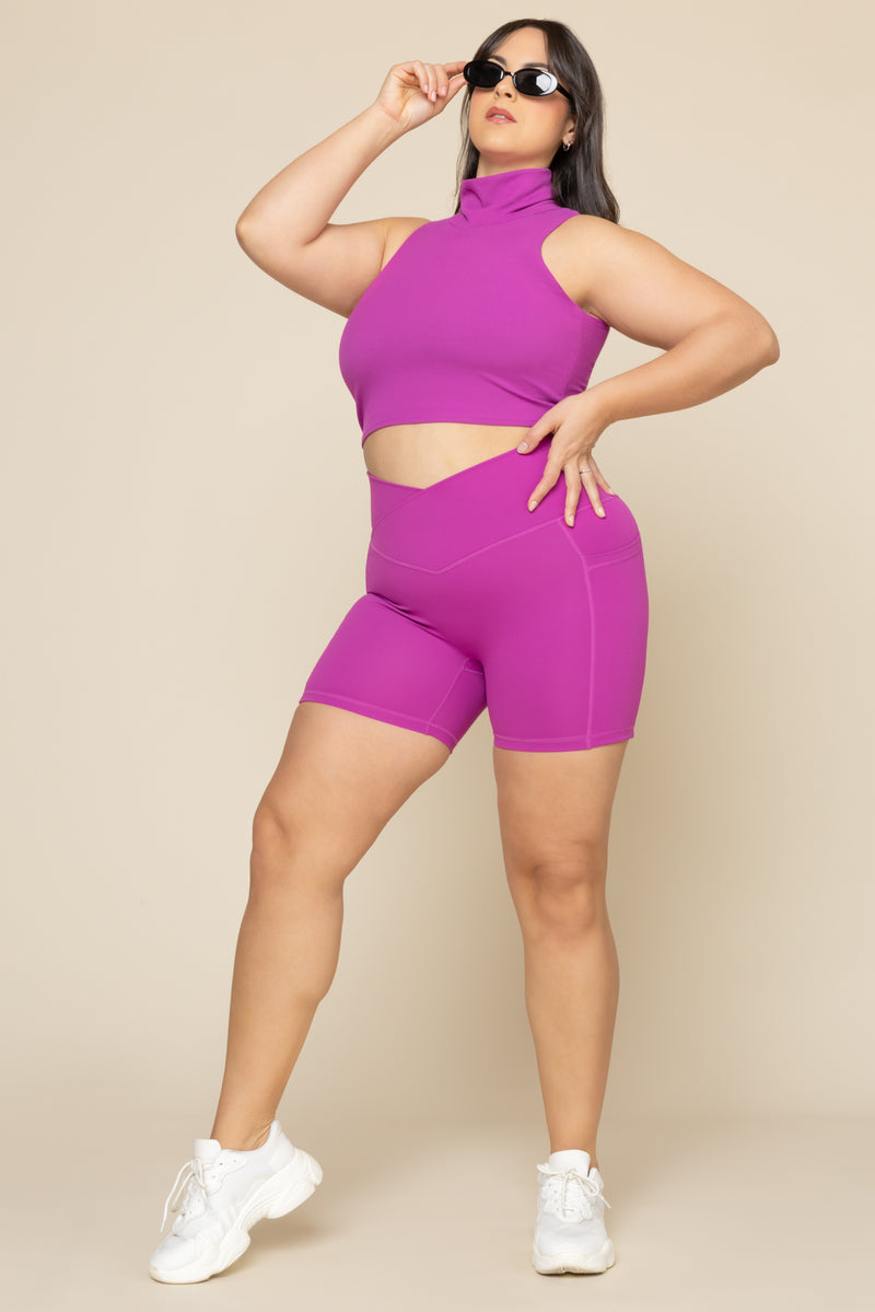 Crisscross Hourglass® Midi Short with Pockets - Royal Orchid