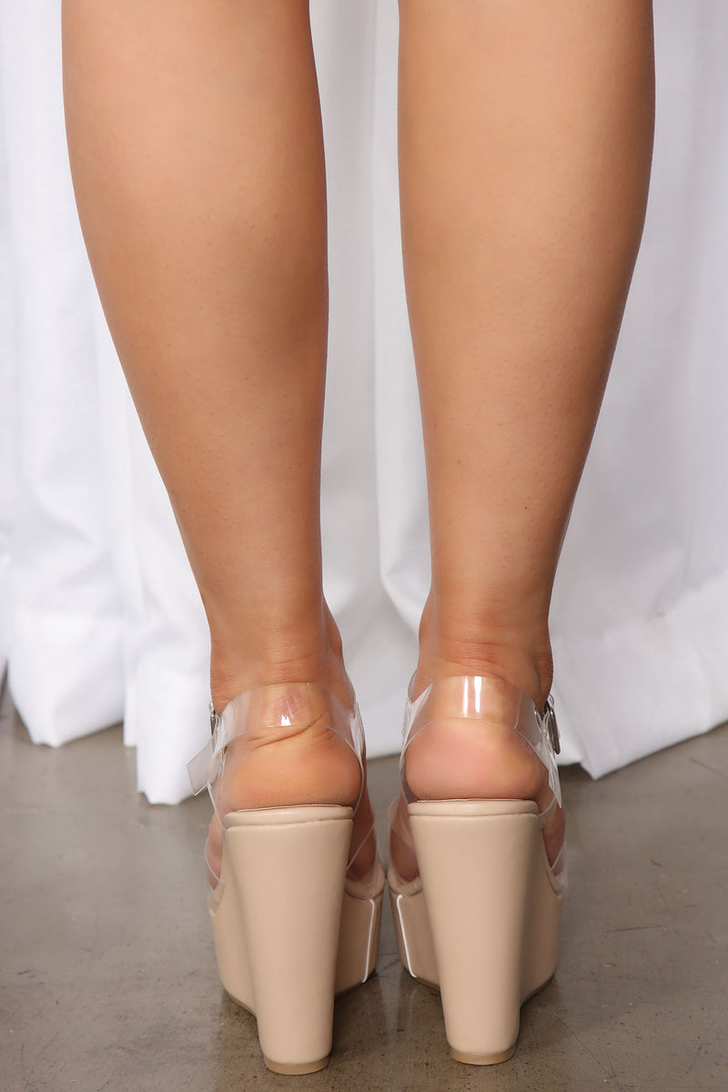 Clearly A Vibe Platform Wedges - Nude