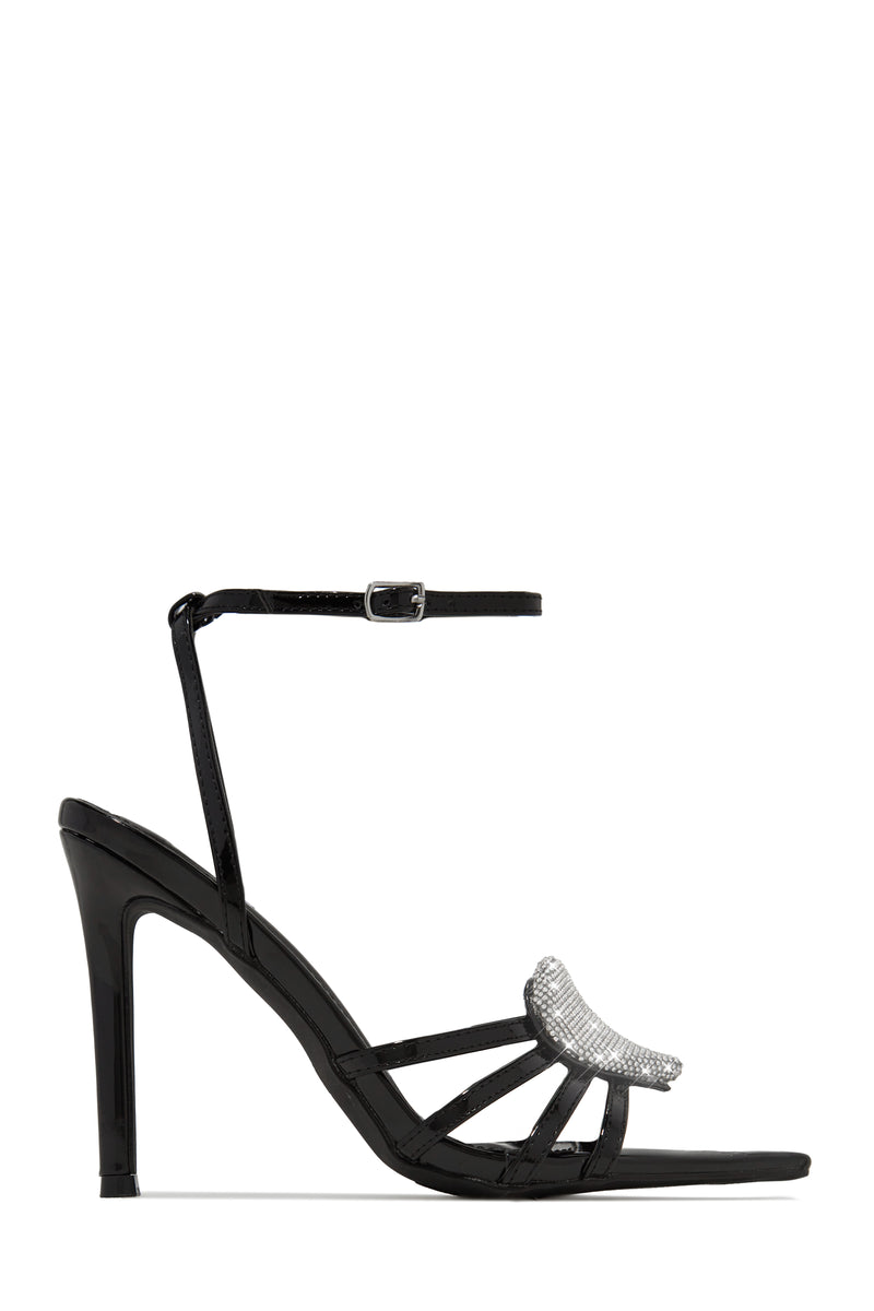Heartbreaker Heart Embellished High Heels - Black