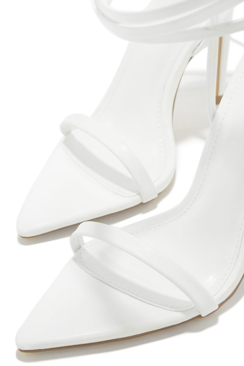 Into The Night Lace Up High Heels - White