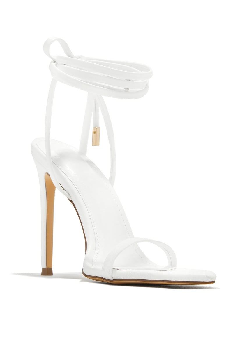 Into The Night Lace Up High Heels - White