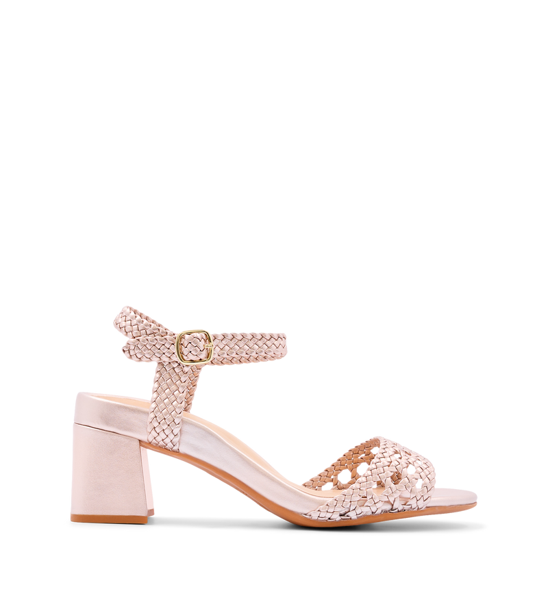 Geomalia Rose Gold Leather Low Heels