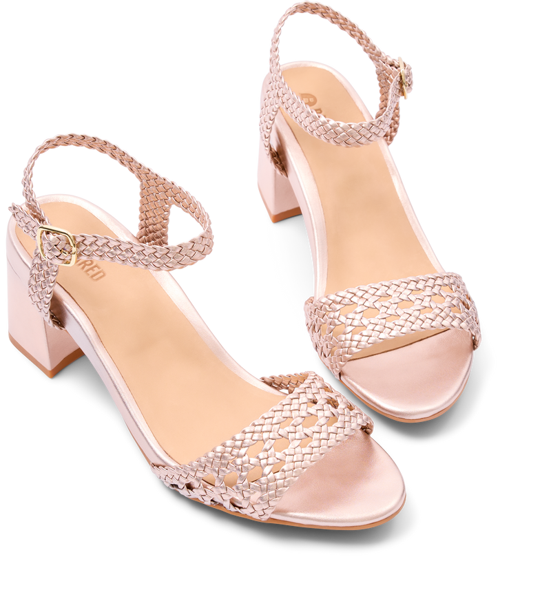 Geomalia Rose Gold Leather Low Heels