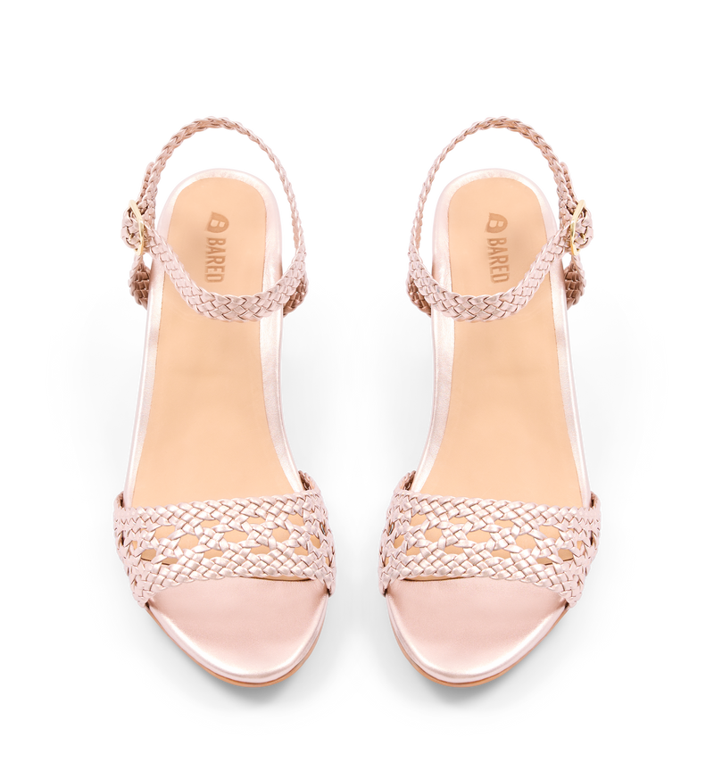 Geomalia Rose Gold Leather Low Heels