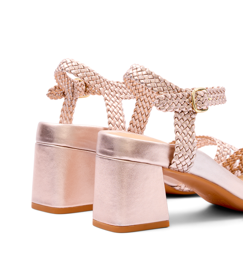 Geomalia Rose Gold Leather Low Heels