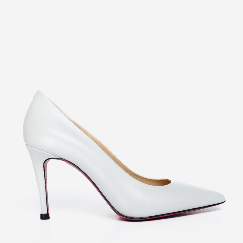 The Ege White Leather Pump Fuchsia Sole Women Shoe