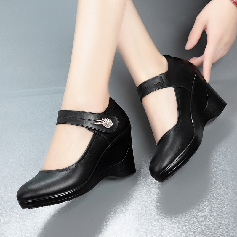 Platform Wedge Heel Shallow Mouth Woman Shoes