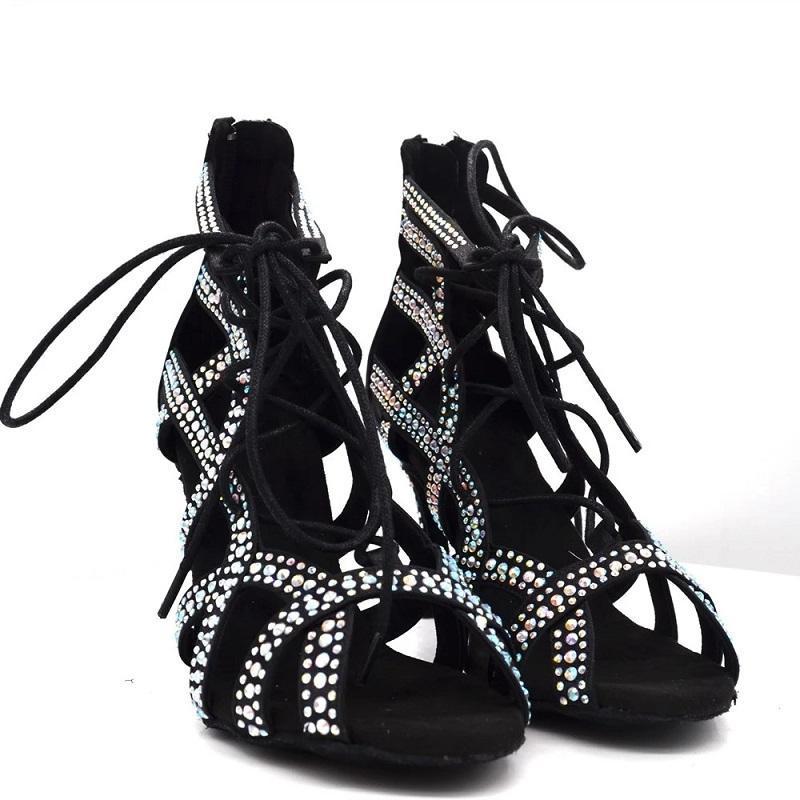 Women's Rhinestone Customized Heel Heels Dance Boots Jazz Salsa Dancing Shoes