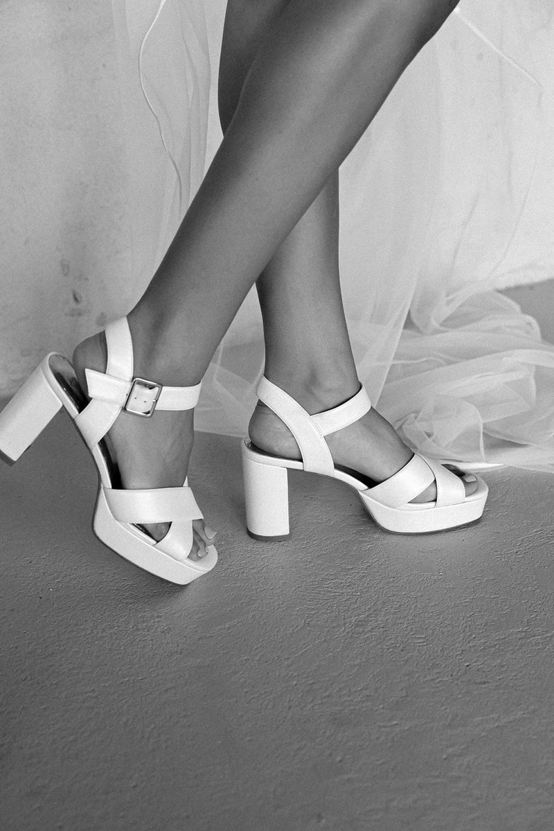 LOTUS PLATFORMS - IVORY LEATHER BRIDAL SHOES - FINAL SALE