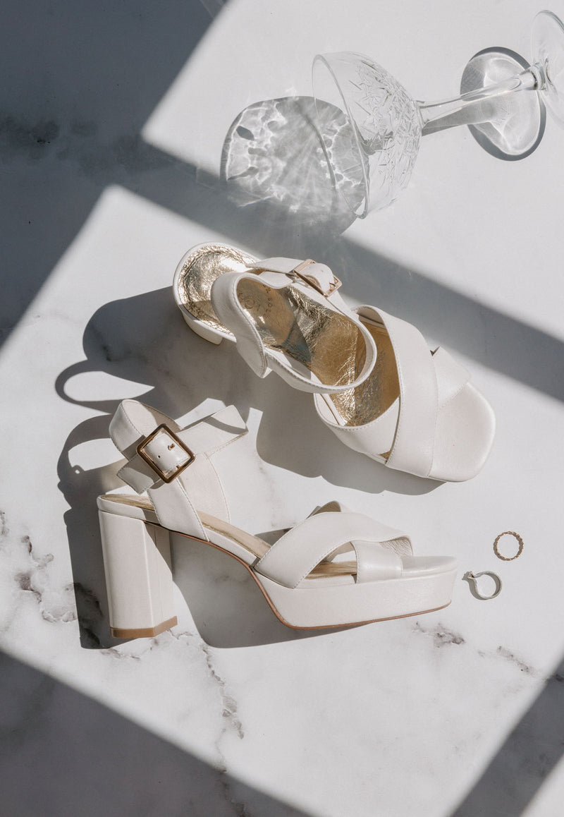 LOTUS PLATFORMS - IVORY LEATHER BRIDAL SHOES - FINAL SALE