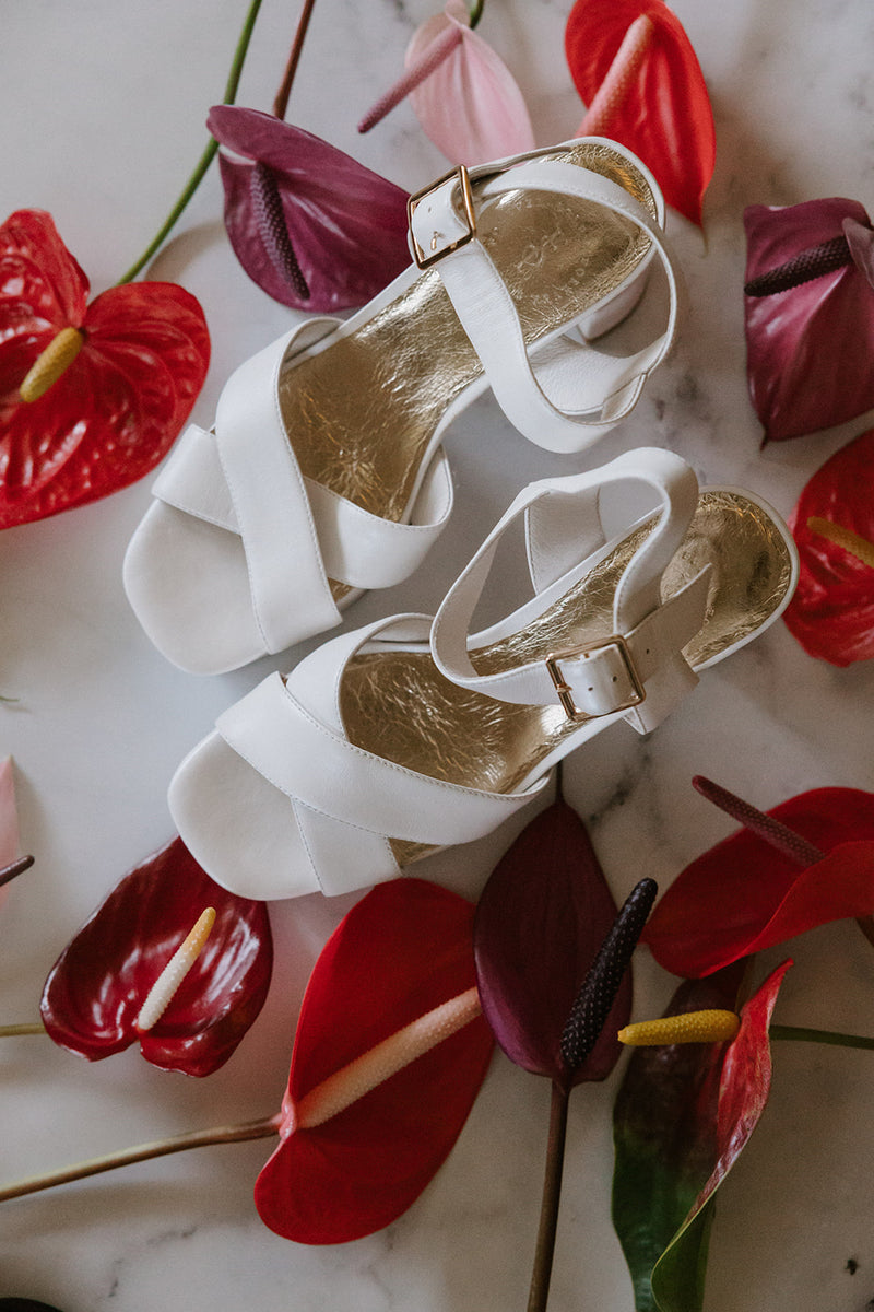 LOTUS PLATFORMS - IVORY LEATHER BRIDAL SHOES - FINAL SALE