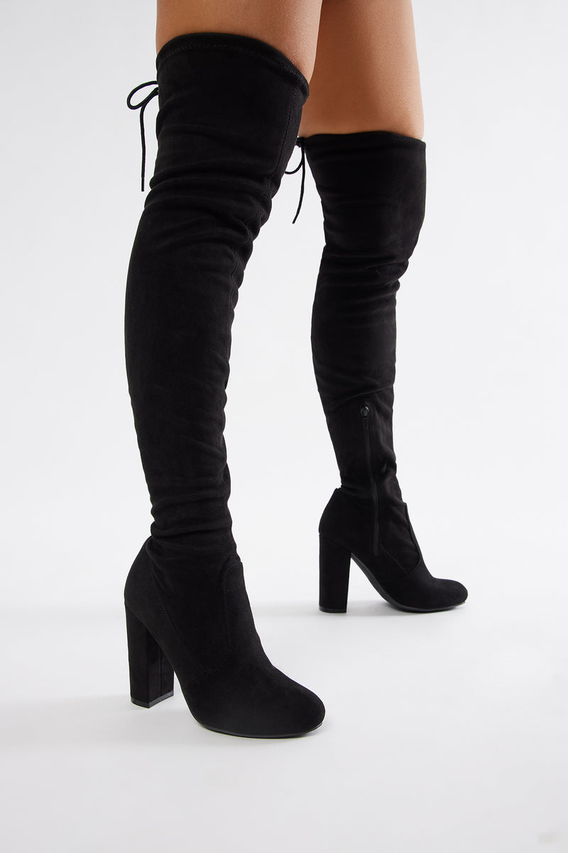 Pretty In Thigh High Boots - Black