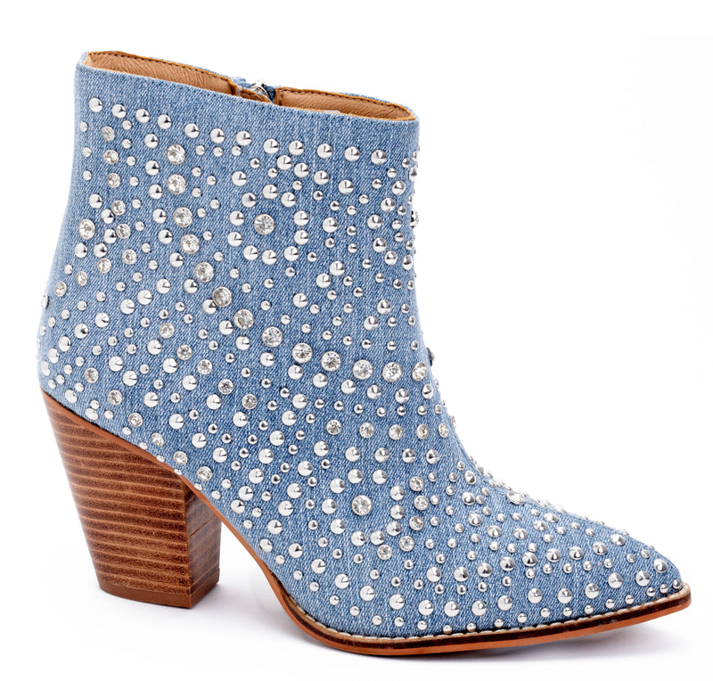 Line Dance Bootie in Blue Denim