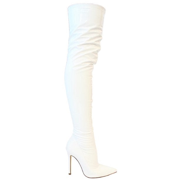 Liliana Gisele-7A Over the Knee Thigh High Shiny Patent Boots