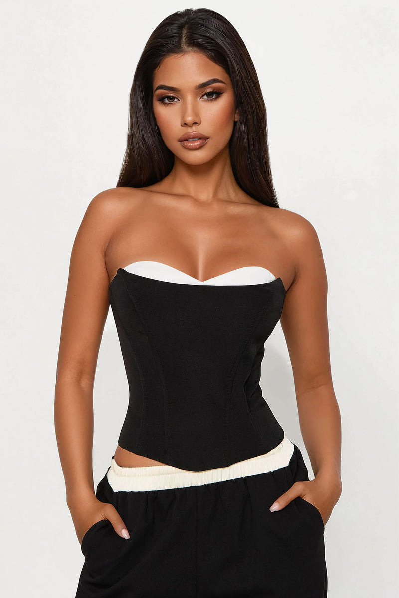 Formal Icon Corset Top - Black/White