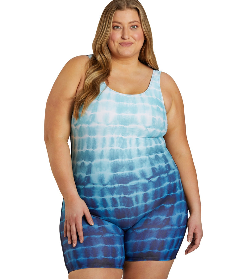 Sporti Plus Size Unitard Shibori Ombre One Piece Swimsuit