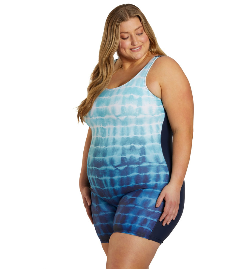 Sporti Plus Size Unitard Shibori Ombre One Piece Swimsuit
