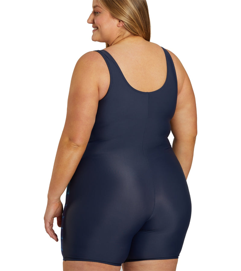 Sporti Plus Size Unitard Shibori Ombre One Piece Swimsuit