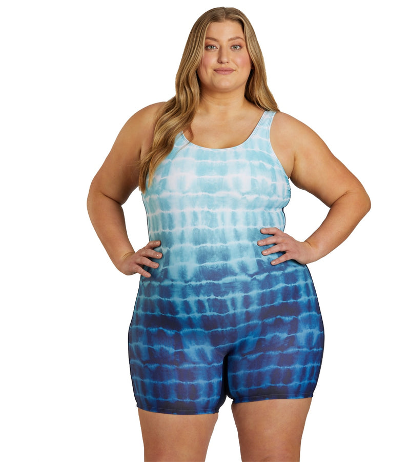 Sporti Plus Size Unitard Shibori Ombre One Piece Swimsuit