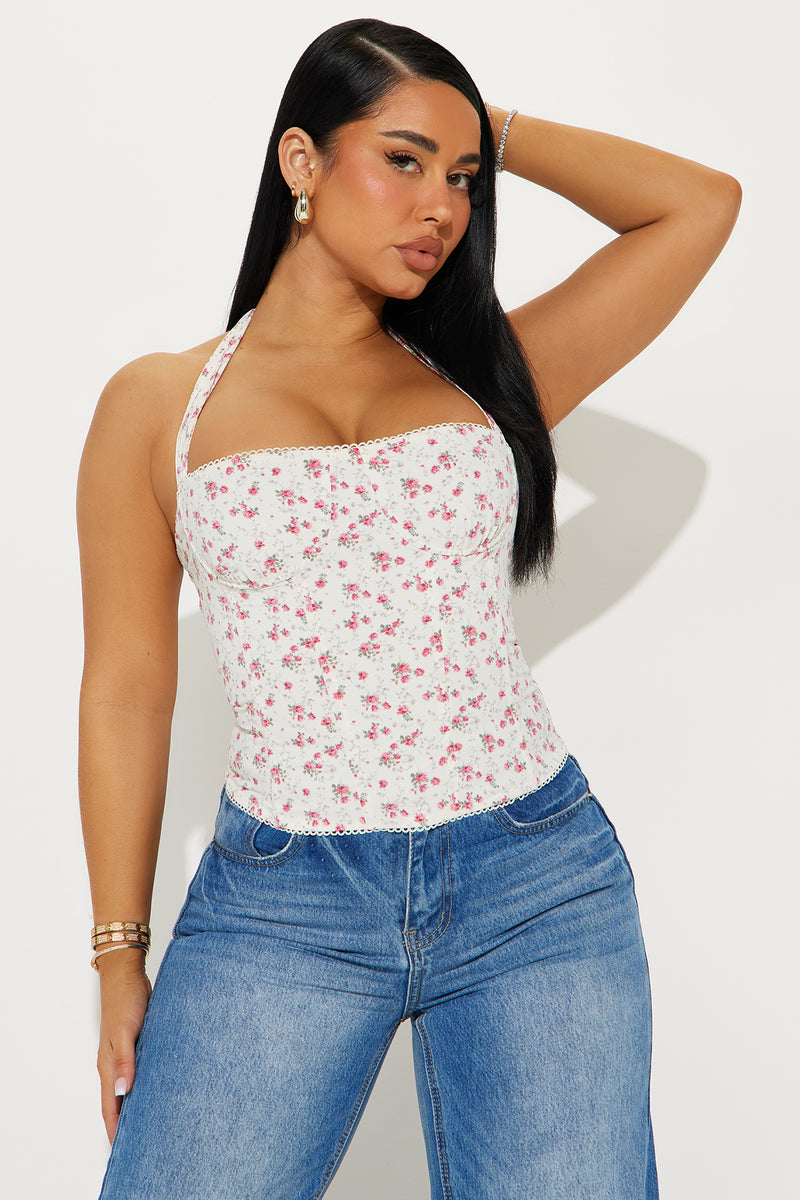 Spring Forward Floral Corset Top - Pink/combo