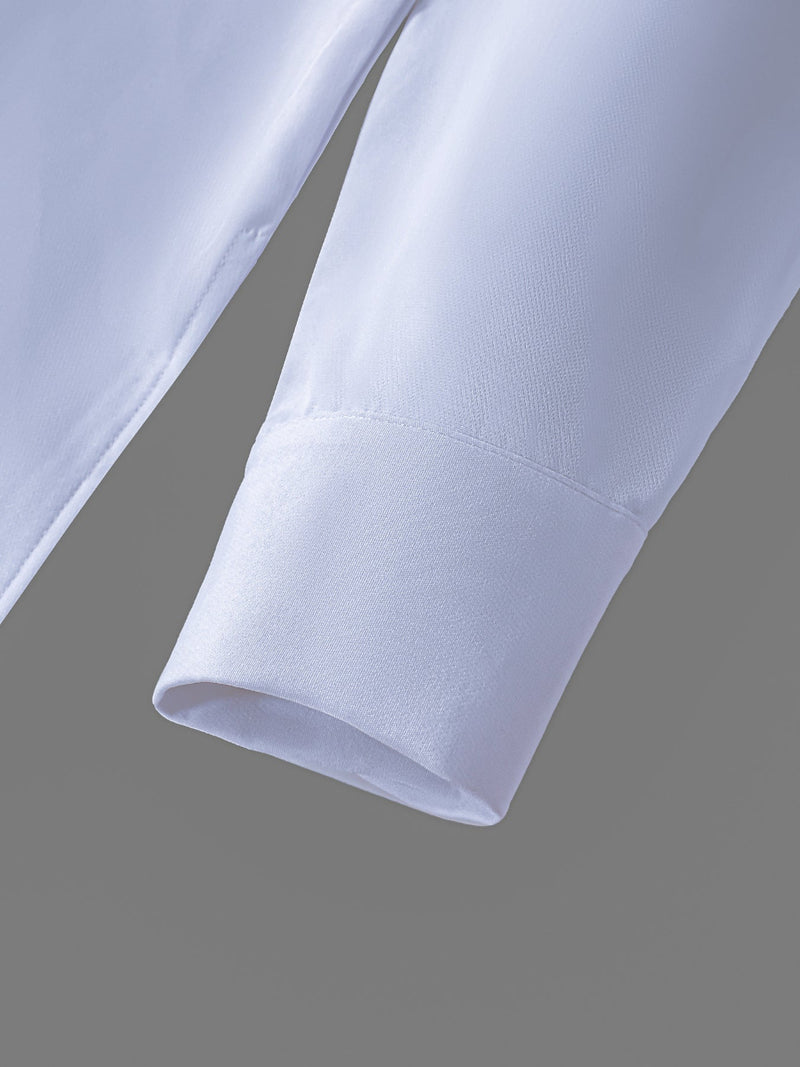 Plus Size White Long Sleeve Men's Set