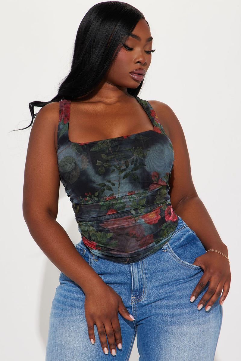 Find You Love Floral Corset Top - Black/combo