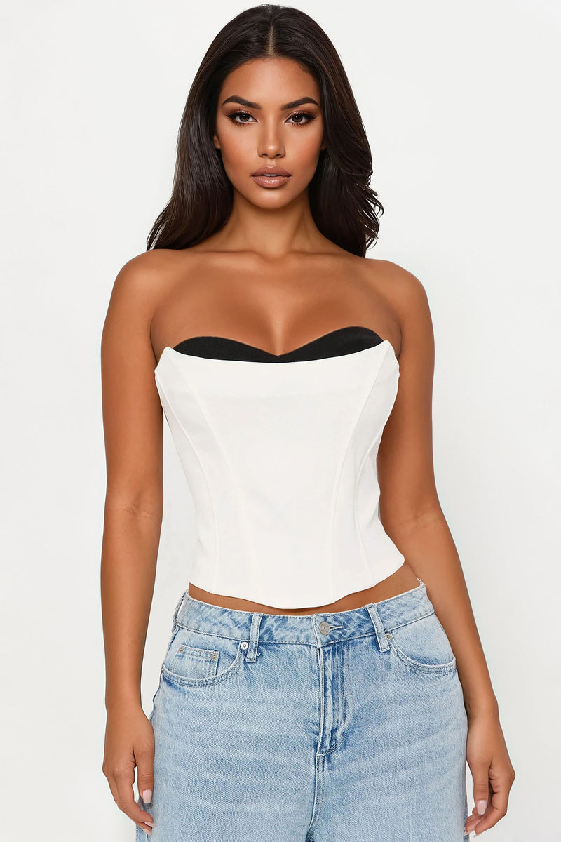 Formal Icon Corset Top - White/Black